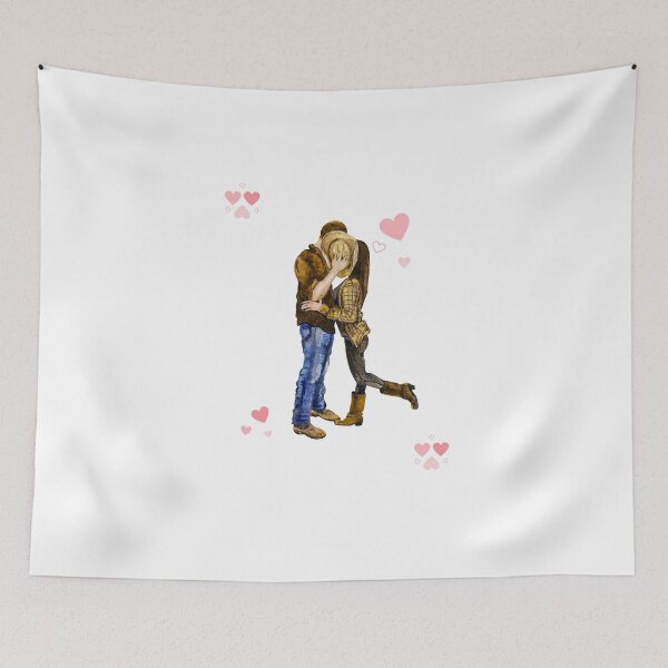 Item preview, COWGIRL/COWBOY KISS BEHIND THE HAT, WITH PINK HEARTS  designed and sold by wildwhimsical.