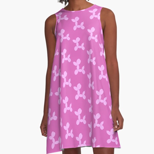 Light Pink Cartoon Balloon Dog A-Line Dress