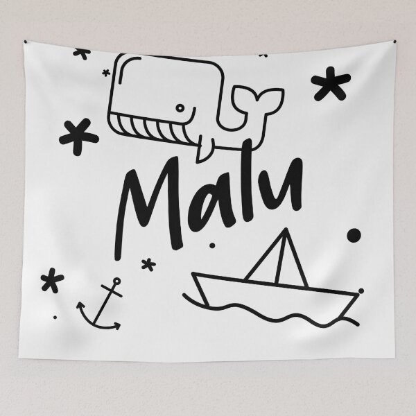 Item preview, Malu - cute name motif with whale, anchor and boat for girls designed and sold by khoaitay-Shirts.