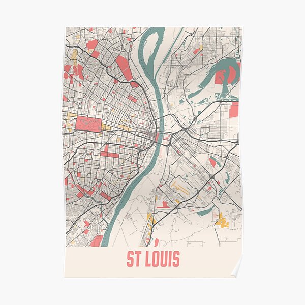 Chalk City Map Of St Louis Missouri State United States America USA Poster