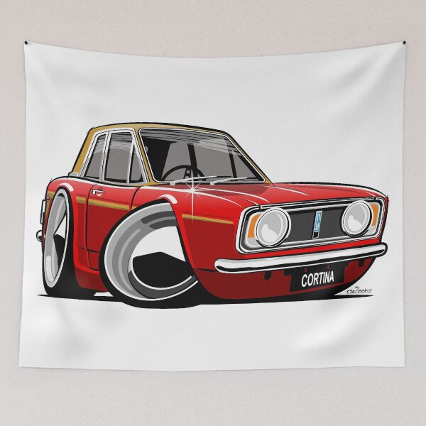 Item preview, Ford Cortina GT Mark 2 caricature in Gold Leaf livery designed and sold by car2oonz.