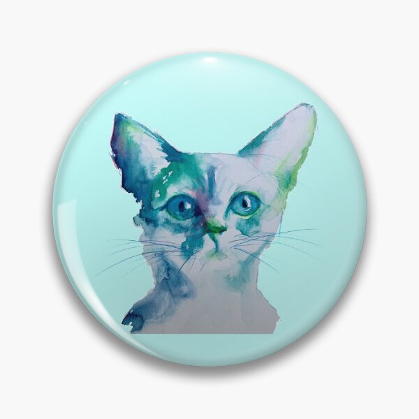 Item preview, Watercolor kawaii blue green cat designed and sold by Fabiana  Arantes.