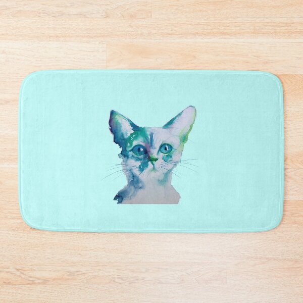 Item preview, Watercolor kawaii blue green cat designed and sold by Fabiana Arantes.