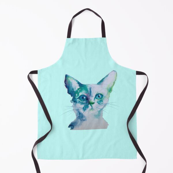 Item preview, Watercolor kawaii blue green cat designed and sold by Fabiana Arantes.