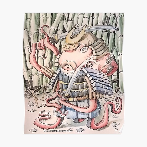Samurai Octopus Poster