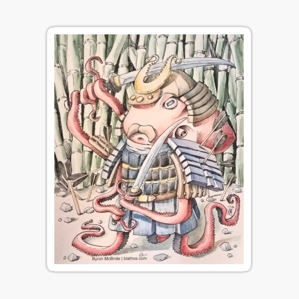 Samurai Octopus Sticker