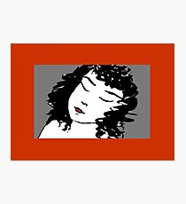 Ink Drawing of sleeping Girl with red frame. Graphic Photographic Print
