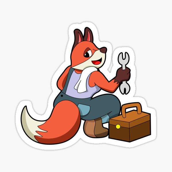 Artikel-Vorschau von Fuchs als Mechatroniker mit Werkzeugkiste, designt und verkauft von Snabdesign84.