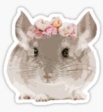 Flower Crown Chinchilla Sticker