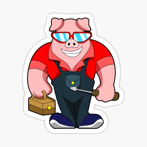 Artikel-Vorschau von Schwein als Mechatroniker mit Werkzeugkiste, designt und verkauft von Snabdesign84.