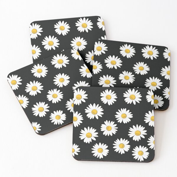 Artikelvorschau, Essence Daisy Flowers auf Schwarz entworfen und verkauft von LouRegen.