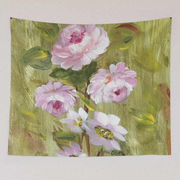 Item preview, Pink Roses with Pink Flowers designed and sold by Smalltownart.