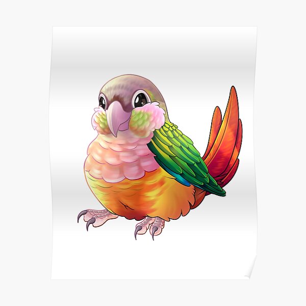 "Pineapple Greencheek Conure (Recolour)" Poster for Sale by mitsun Redbubble