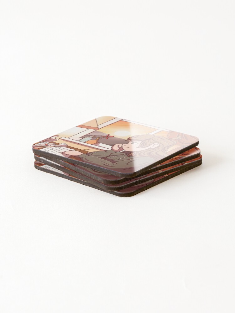 Thumbnail 4 of 5, Coasters (Set of 4), Lofi Study Rachu designed and sold by ArtingWithRachu.