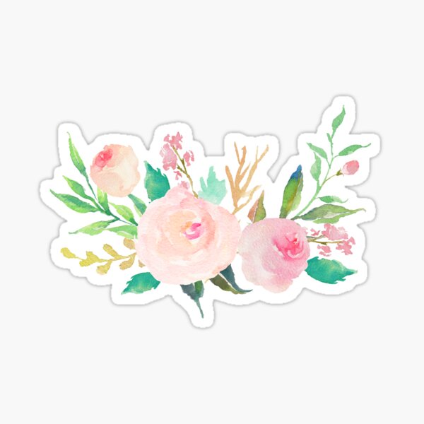 Pastel Watercolor Flower Bouquet Sticker for Sale by junkydotcom