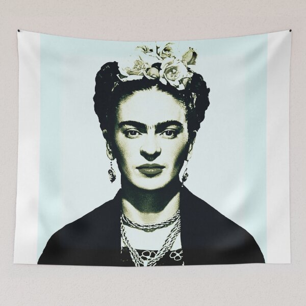 Item preview, JUST FRIDA! - black and white  on vintage light blue- by Iona Art Digital designed and sold by IonaArtDigital.