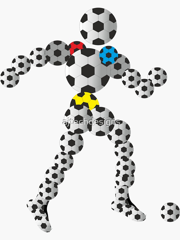 "Footballer character playing football made up of Footballs" Sticker