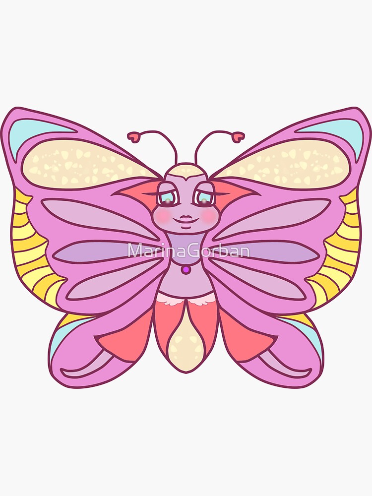 "Lilac Butterfly Emoji" Sticker by MarinaGorban Redbubble