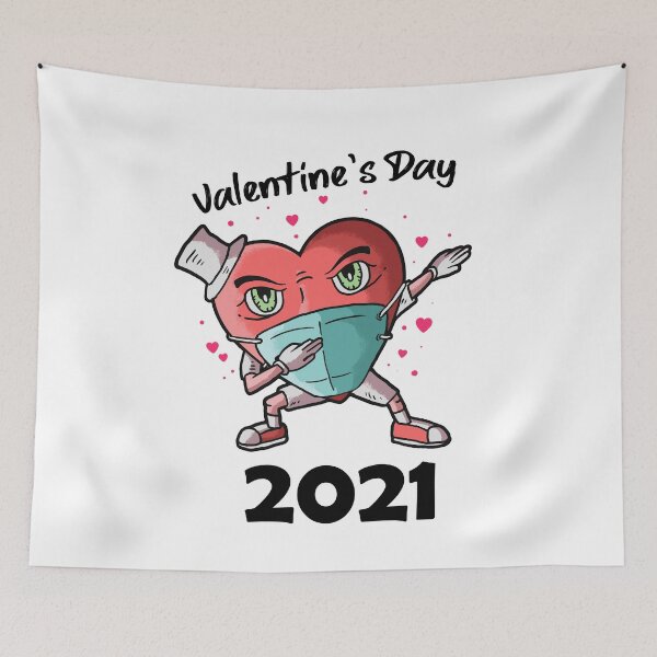 Artikelvorschau, Glücklicher Valentinstag 2021 Tupfen Herz in einer Maske entworfen und verkauft von Mytoonsquad.