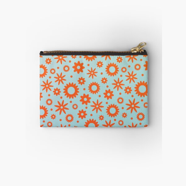 Item preview, Vibrant Orange Flower Pattern on Blue Background designed and sold by IslandDrip.