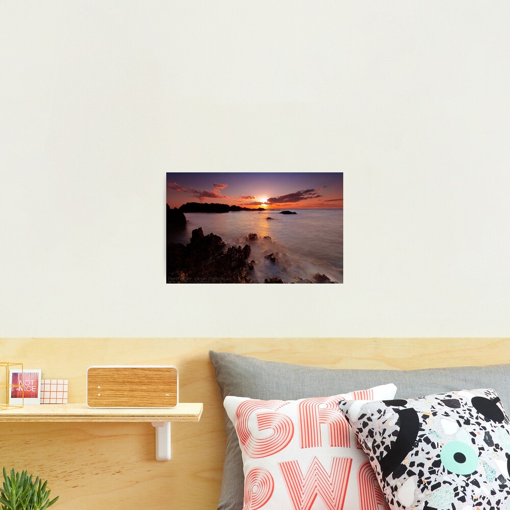 Porth Oer rocky beach sunset Photographic Print