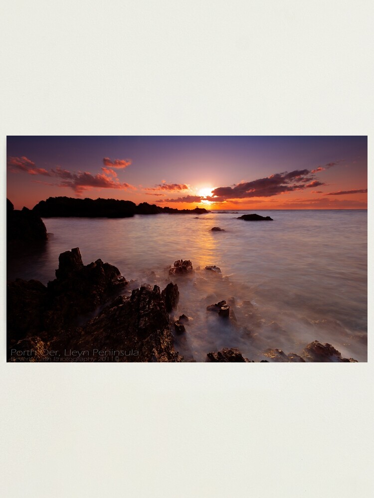 Alternate view of Porth Oer rocky beach sunset Photographic Print