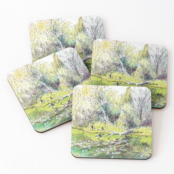 Australian Scene - Cumberland Dam, near Georgetown, Qld, Aus Coasters (Set of 4)