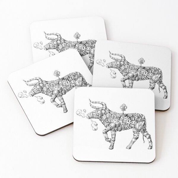 Item preview, Hand Drawn Steampunk Bull designed and sold by Estalon.