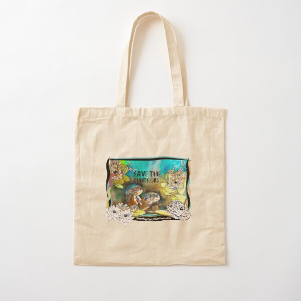 Giant Otters and Lillies Cotton Tote Bag