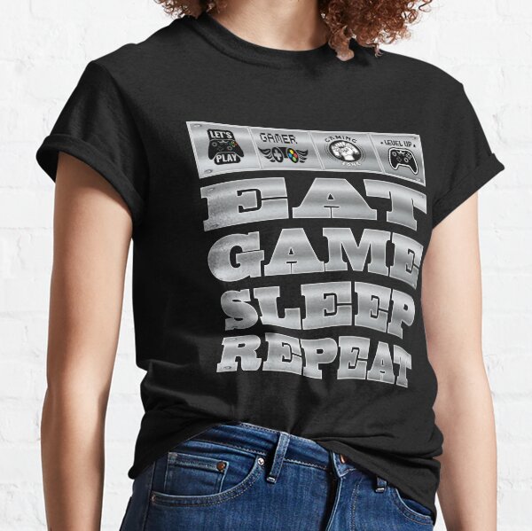 Vista previa del artículo con la obra «Comer juego Dormir Repetir Videojuegos PC Gamer Regalos», diseñado y vendido por angy2017.