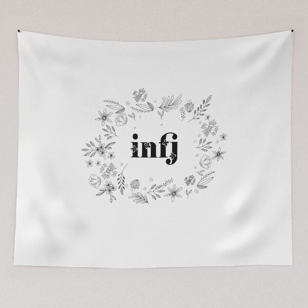 Item preview, INFJ black floral pattern designed and sold by LAST WEEK'S STOLEN AESTHETICS.