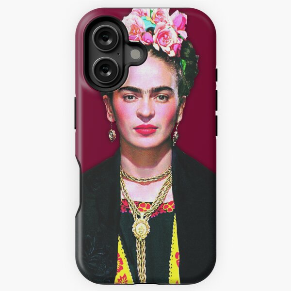 Frida Khalo "pop" portrait - with burgundy bg - digital paint by Iona Art Digital iPhone Tough Case
