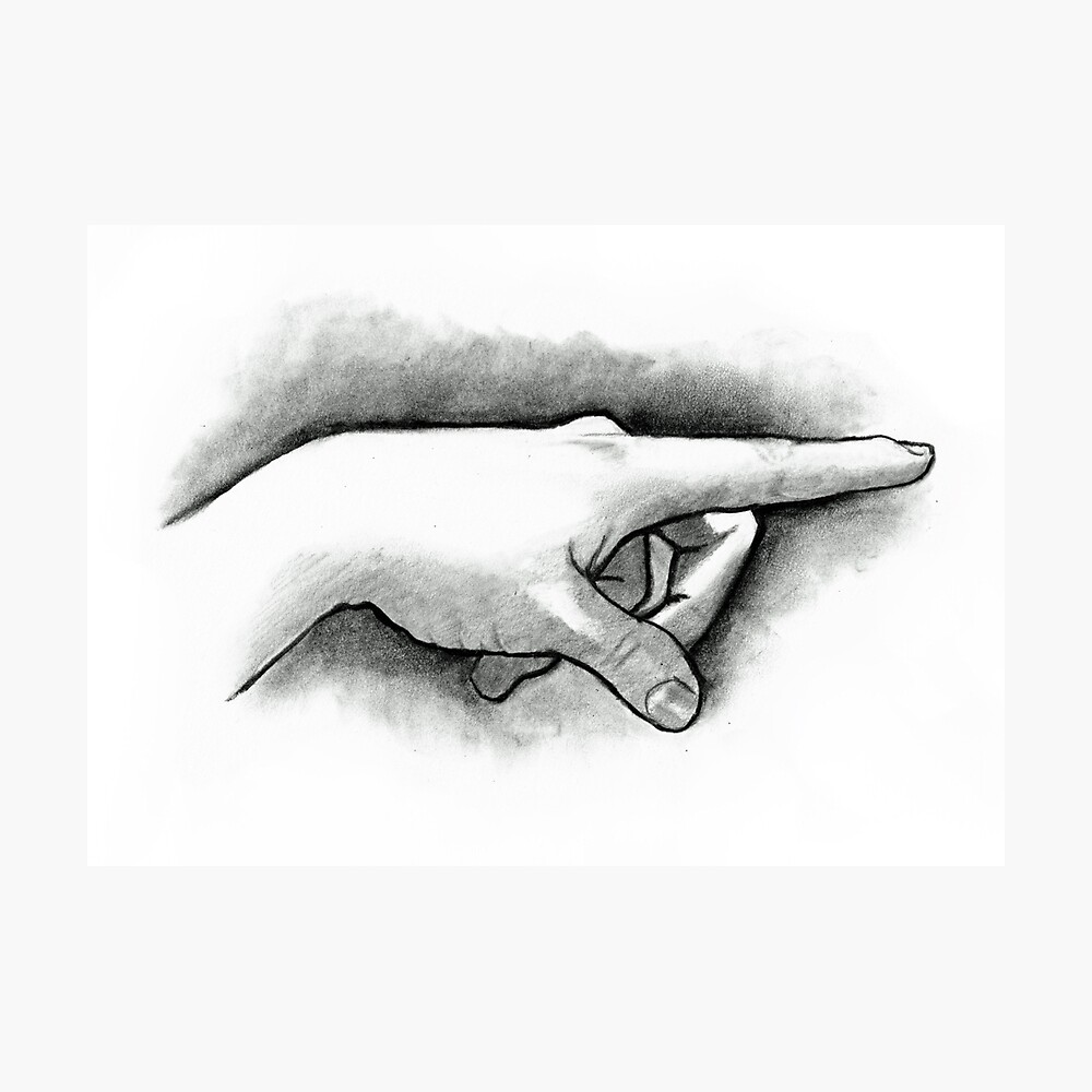 Lámina fotográfica «Mano con señalar dedo, lápiz y dibujo de carbón» de  Joyce | Redbubble