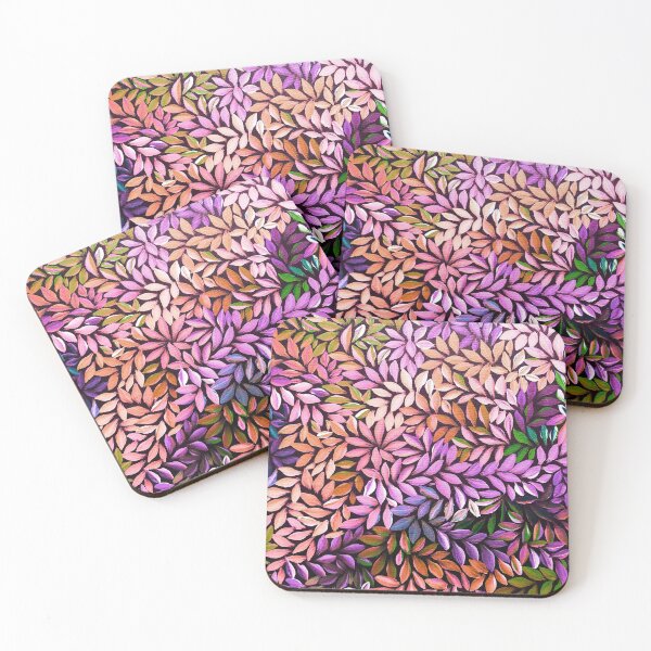Item preview, Australian Aboriginal Art Bush Medicine Pink and Orange Leaves designed and sold by GhostGumDesigns.