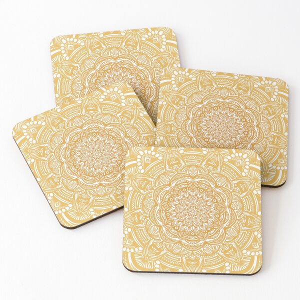 Item preview, Yellow Golden Mandala Design // Ethnic Tribal Aztec Detailed Textured Mandala Pattern designed and sold by AEJdesign.
