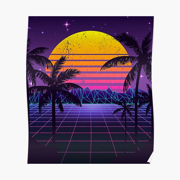 Synthwave Sunset Aesthetic Poster