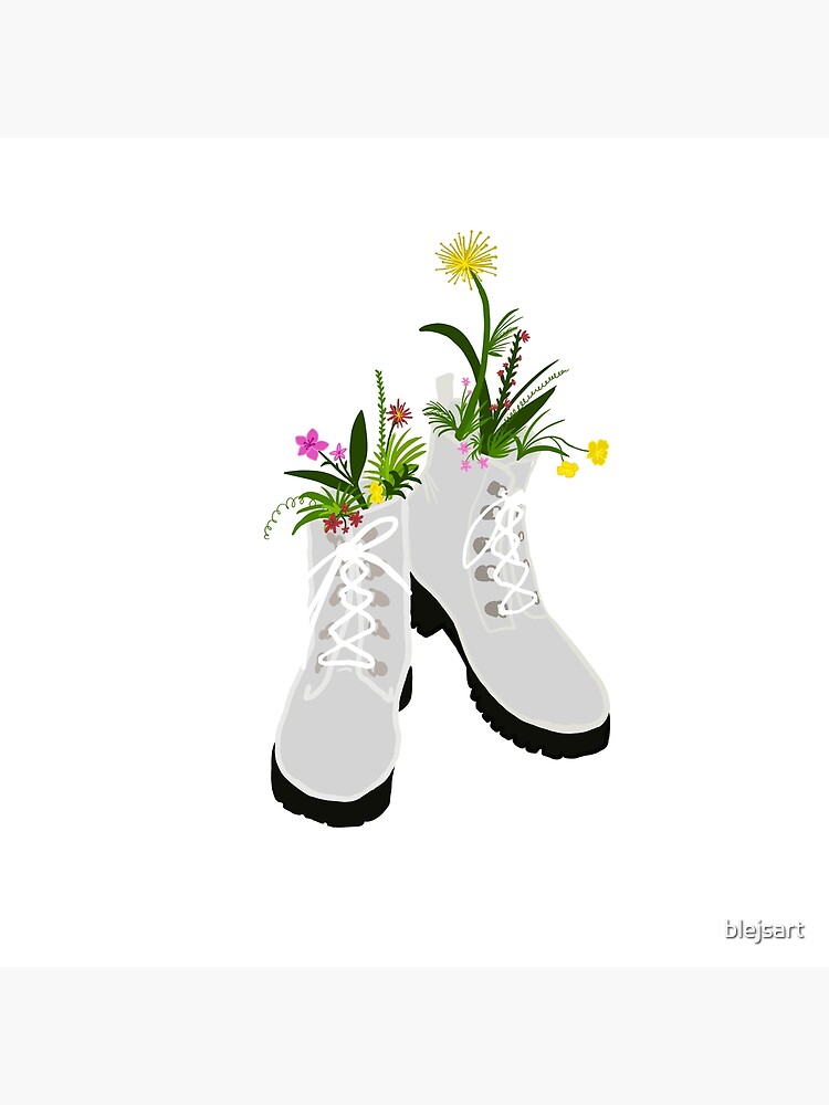 “White boots with flowers” Poster for Sale by blejsart | Redbubble