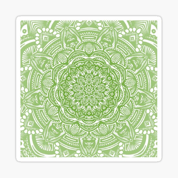 Green Mandala Design // Ethnic Tribal Aztec Detailed Textured Mandala Pattern Sticker