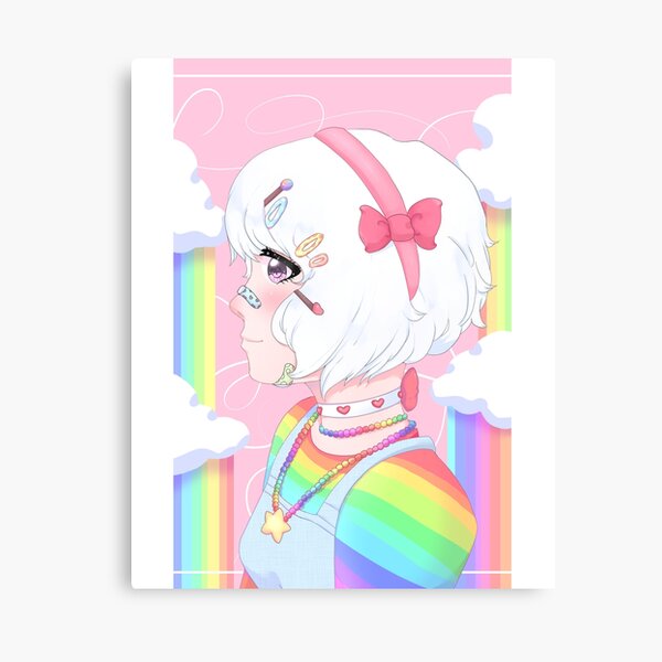 Pastel Vibes Anime Girl Art Print Kawaii Cute Art Aesthetic 