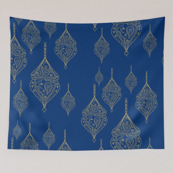Item preview, Navy Gold Turkish Lamp Print designed and sold by LittleIconShop.
