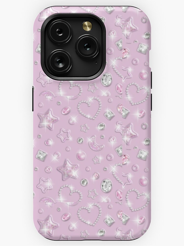 y2k glitter pink stars and hearts design iPhone Case for Sale by hannahhamo