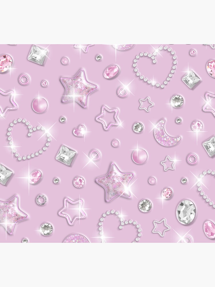 y2k glitter pink stars and hearts design Sticker for Sale by hannahhamo