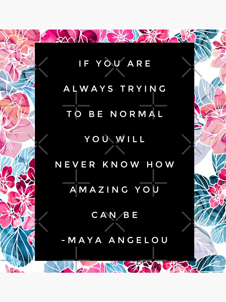 Thumbnail 3 of 3, Sticker, Maya Angelou Quote & Pink and Blue Mosaic Floral Print designed and sold by Dollfacedesign.