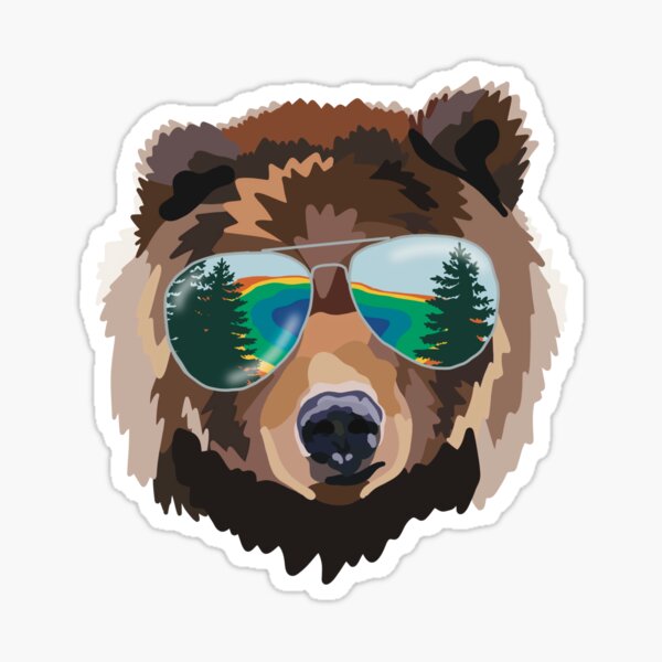 Grizzly Bear with Sunglasses Sticker for Sale by Digital Art