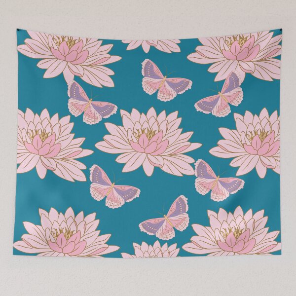Item preview, Lotus With Pink Butterflies designed and sold by BhavyaBathla.