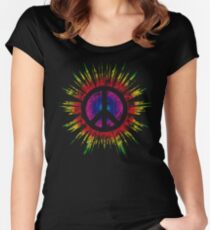 Tie Dye Peace Sign Fitted Scoop T-Shirt