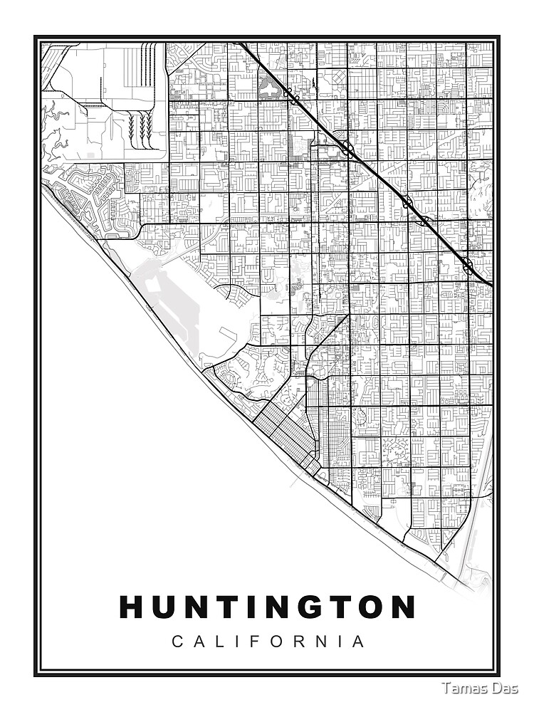 Huntington Beach Map Poster For Sale By Sibudas Redbubble