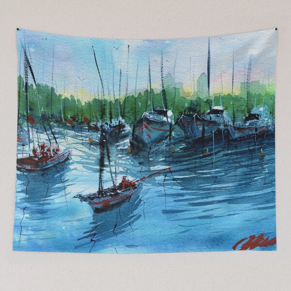 Item preview, Boats on the harbour - Fremantle, Perth designed and sold by darrenyeoart.