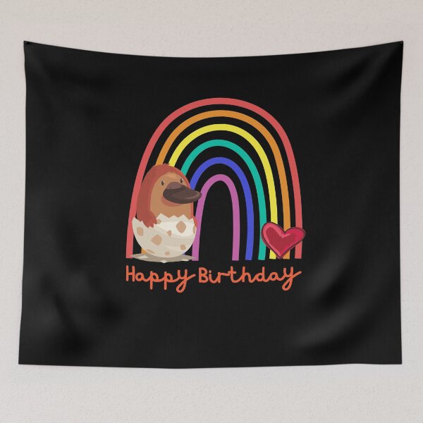 Item preview, Happy Birthday! Baby platypus, baby platypus, rainbow heart designed and sold by karlsageder.
