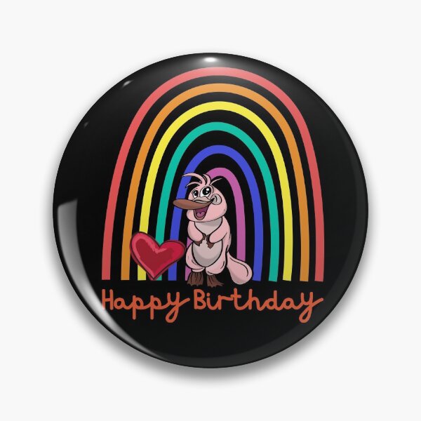 Item preview, Happy Birthday! pink baby platypus, pink baby platypus, rainbow, heart designed and sold by karlsageder.